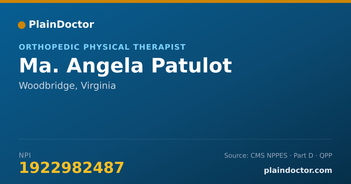 Shareable card for Ma. Angela Patulot - Orthopedic Physical Therapist, Woodbridge, VA