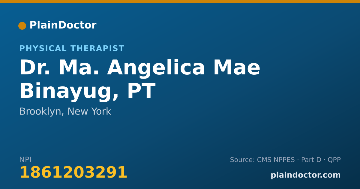 Shareable card for Ma. Angelica Mae Binayug, PT - Physical Therapist, Brooklyn, NY