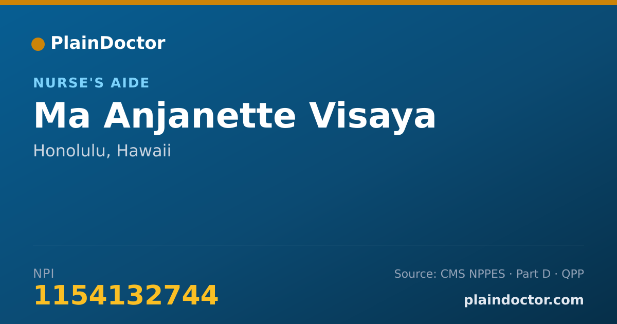 Shareable card for Ma Anjanette Visaya - Nurse's Aide, Honolulu, HI