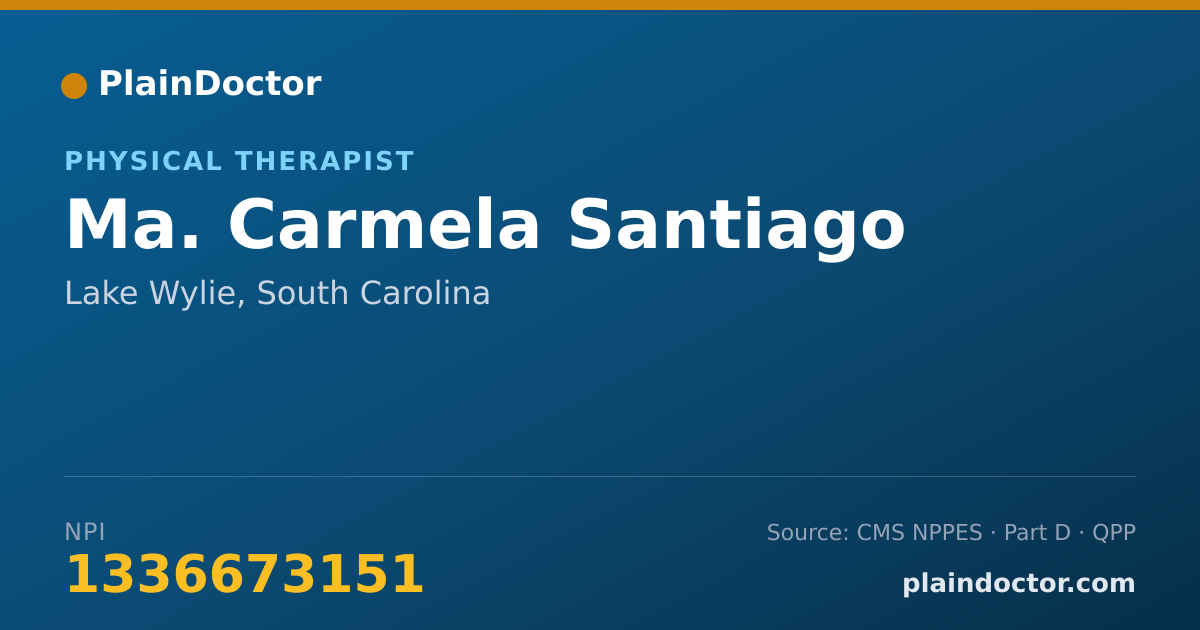 Shareable card for Ma. Carmela Santiago - Physical Therapist, Lake Wylie, SC