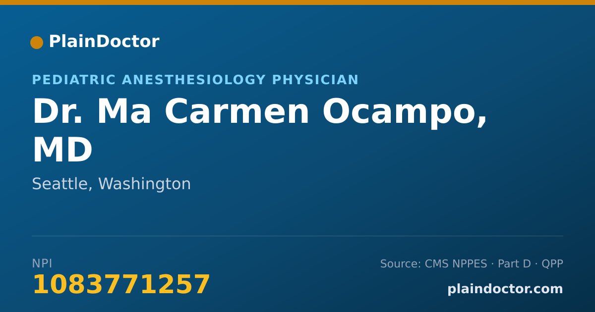 Shareable card for Ma Carmen Ocampo, MD - Pediatric Anesthesiology Physician, Seattle, WA