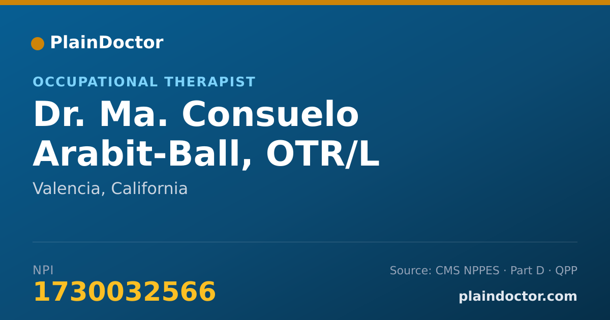 Shareable card for Ma. Consuelo Arabit-Ball, OTR/L - Occupational Therapist, Valencia, CA