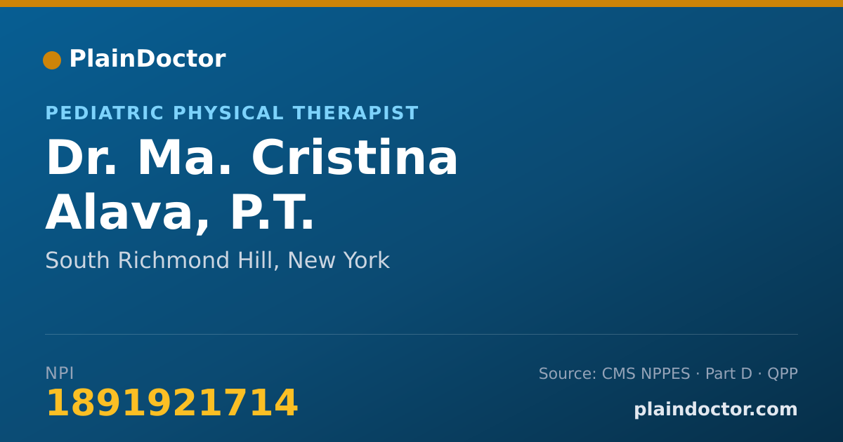 Shareable card for Ma. Cristina Alava, P.T. - Pediatric Physical Therapist, South Richmond Hill, NY