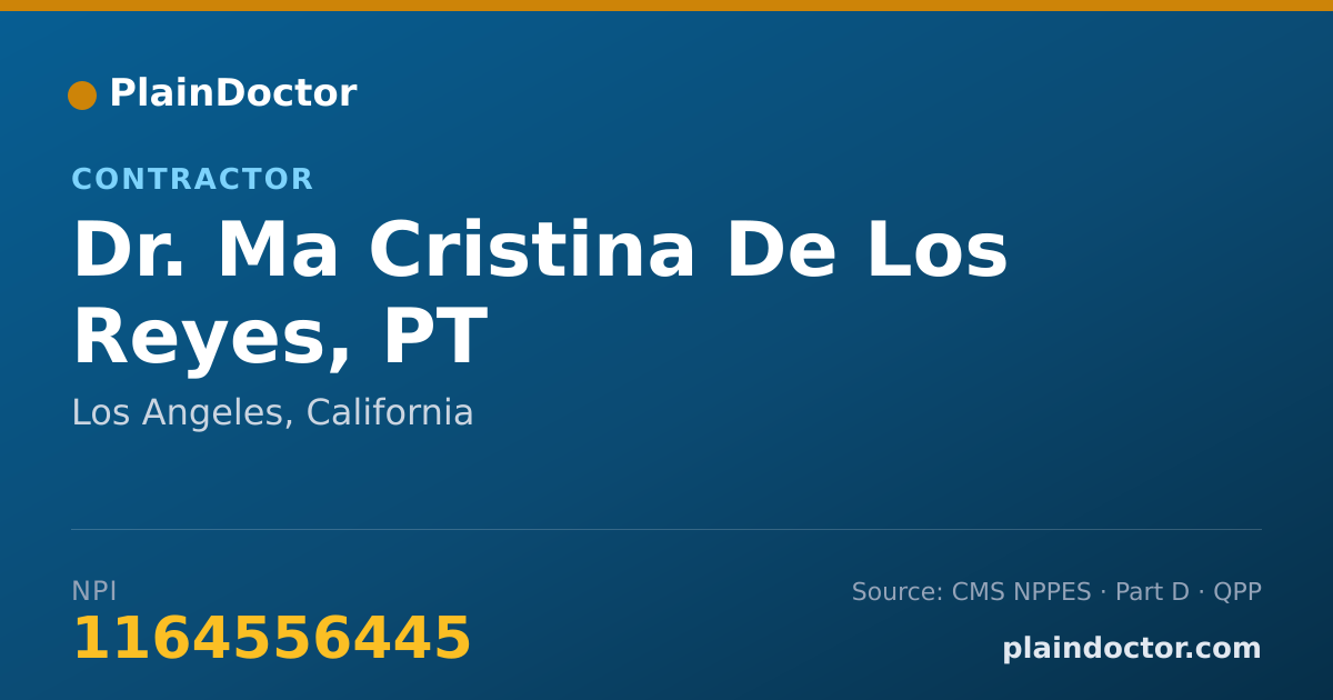 Shareable card for Ma Cristina De Los Reyes, PT - Contractor, Los Angeles, CA