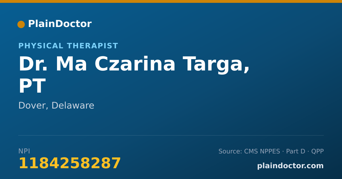 Shareable card for Ma Czarina Targa, PT - Physical Therapist, Dover, DE