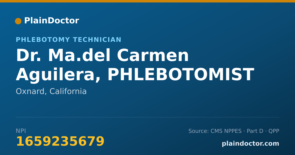 Shareable card for Ma.del Carmen Aguilera, PHLEBOTOMIST - Phlebotomy Technician, Oxnard, CA