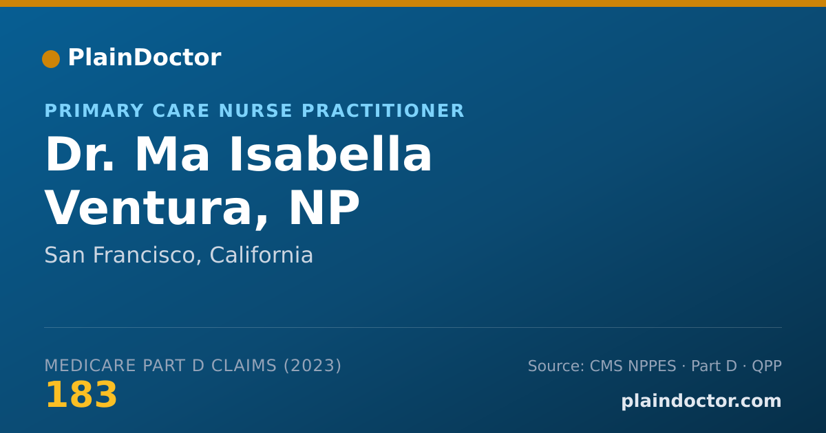 Shareable card for Ma Isabella Ventura, NP - Primary Care Nurse Practitioner, San Francisco, CA