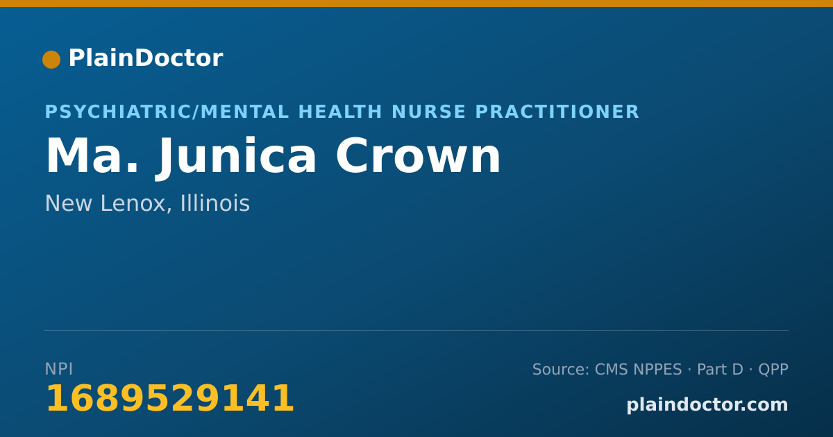 Shareable card for Ma. Junica Crown - Psychiatric/Mental Health Nurse Practitioner, New Lenox, IL