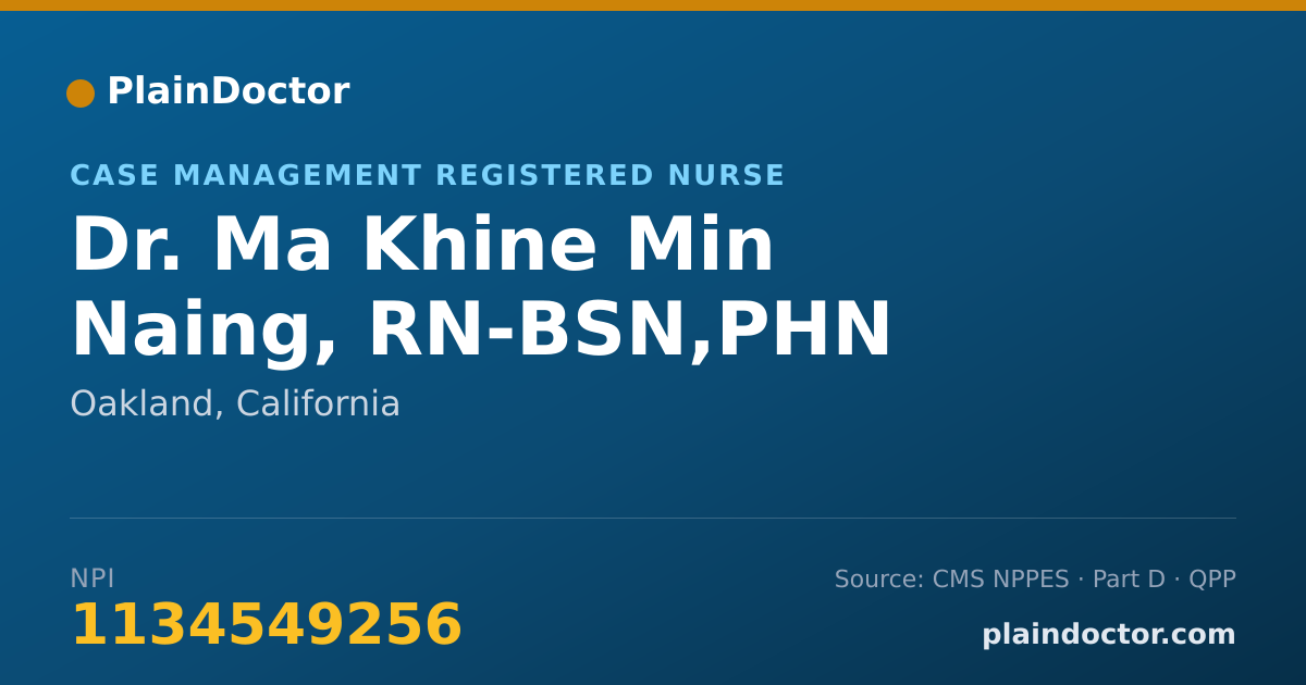 Shareable card for Ma Khine Min Naing, RN-BSN,PHN - Case Management Registered Nurse, Oakland, CA