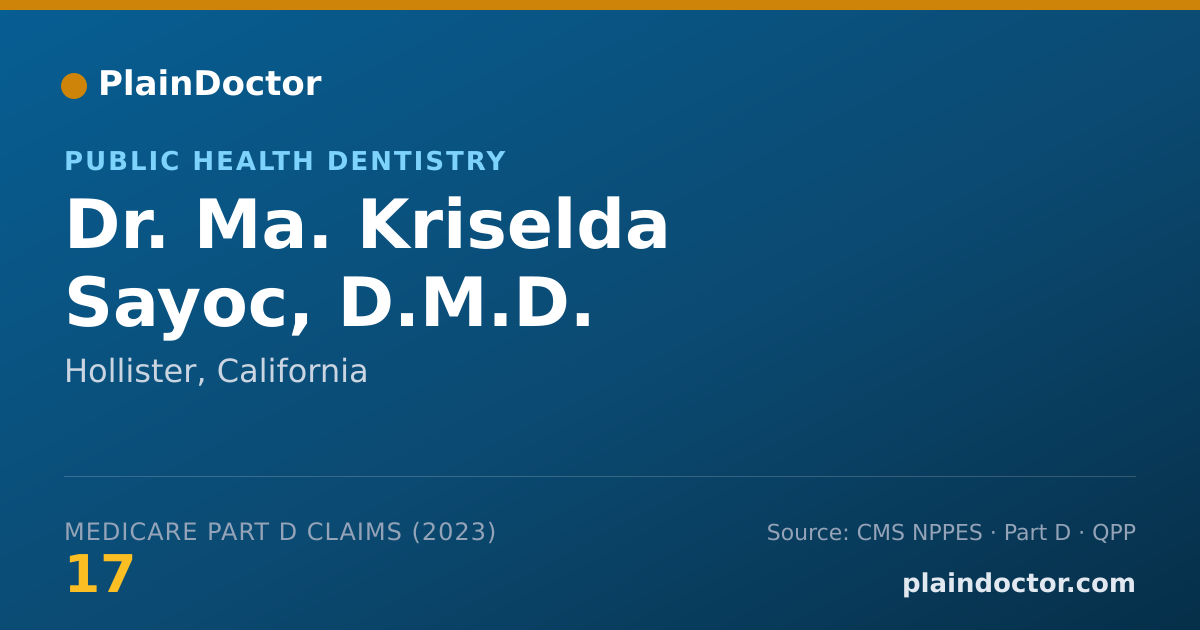 Shareable card for Ma. Kriselda Sayoc, D.M.D. - Public Health Dentistry, Hollister, CA