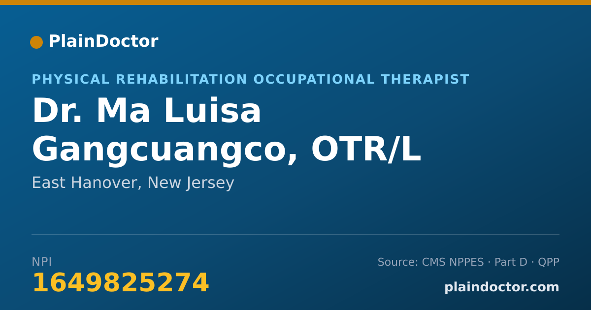 Shareable card for Ma Luisa Gangcuangco, OTR/L - Physical Rehabilitation Occupational Therapist, East Hanover, NJ