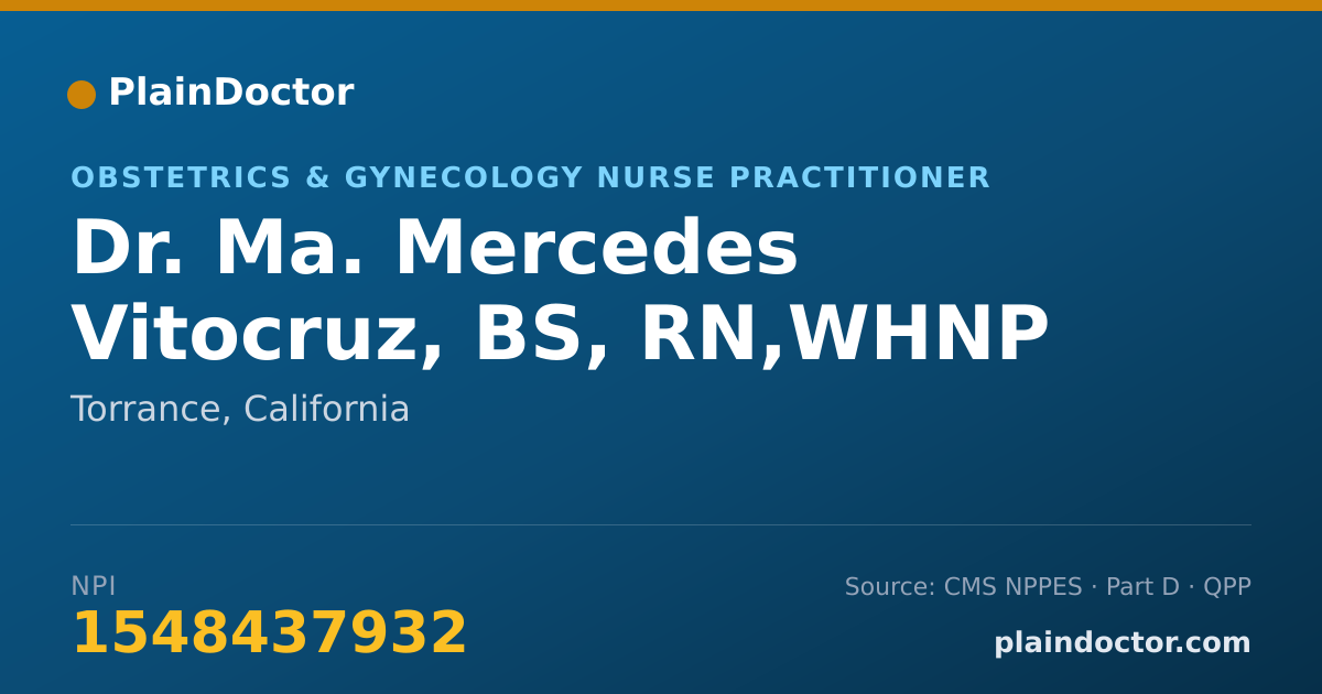 Shareable card for Ma. Mercedes Vitocruz, BS, RN,WHNP - Obstetrics & Gynecology Nurse Practitioner, Torrance, CA