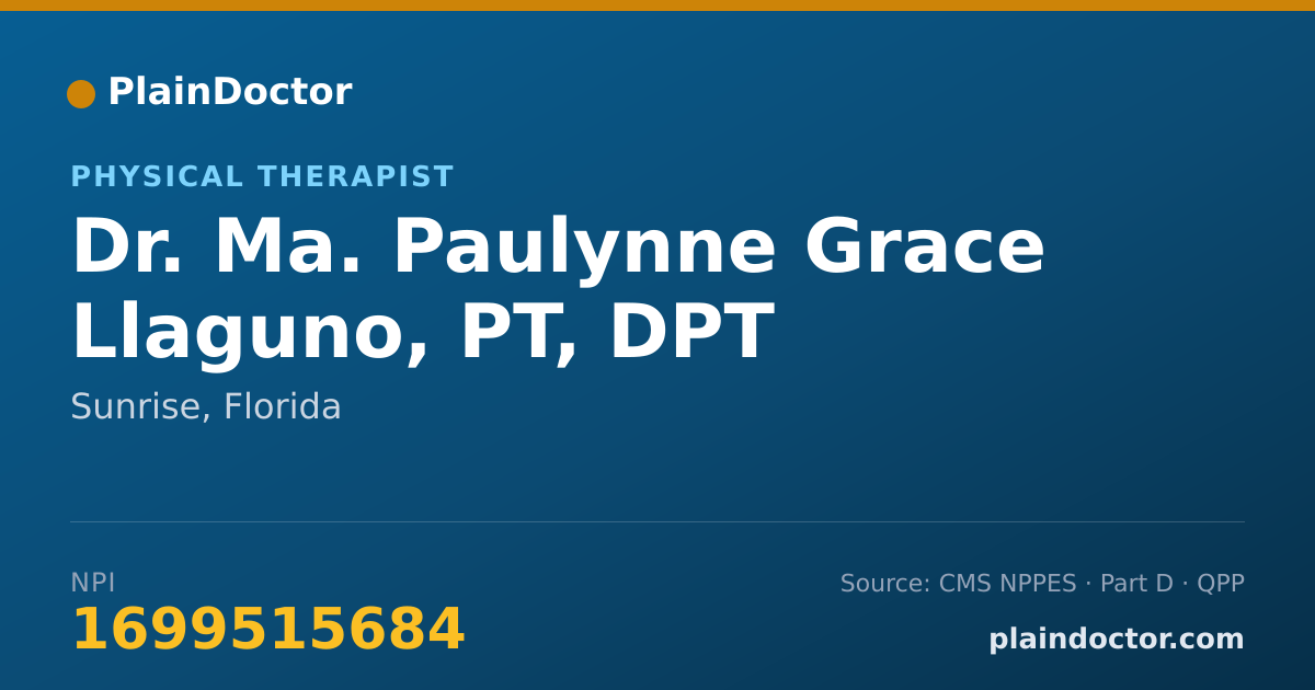 Shareable card for Ma. Paulynne Grace Llaguno, PT, DPT - Physical Therapist, Sunrise, FL