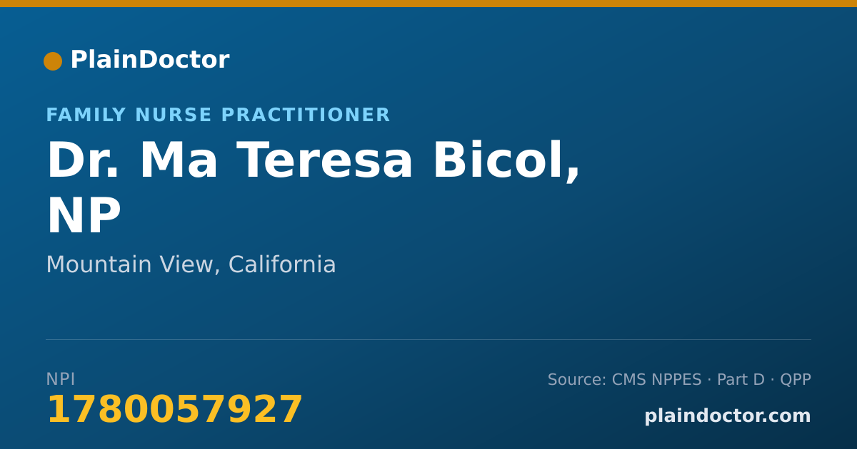 Shareable card for Ma Teresa Bicol, NP - Family Nurse Practitioner, Mountain View, CA