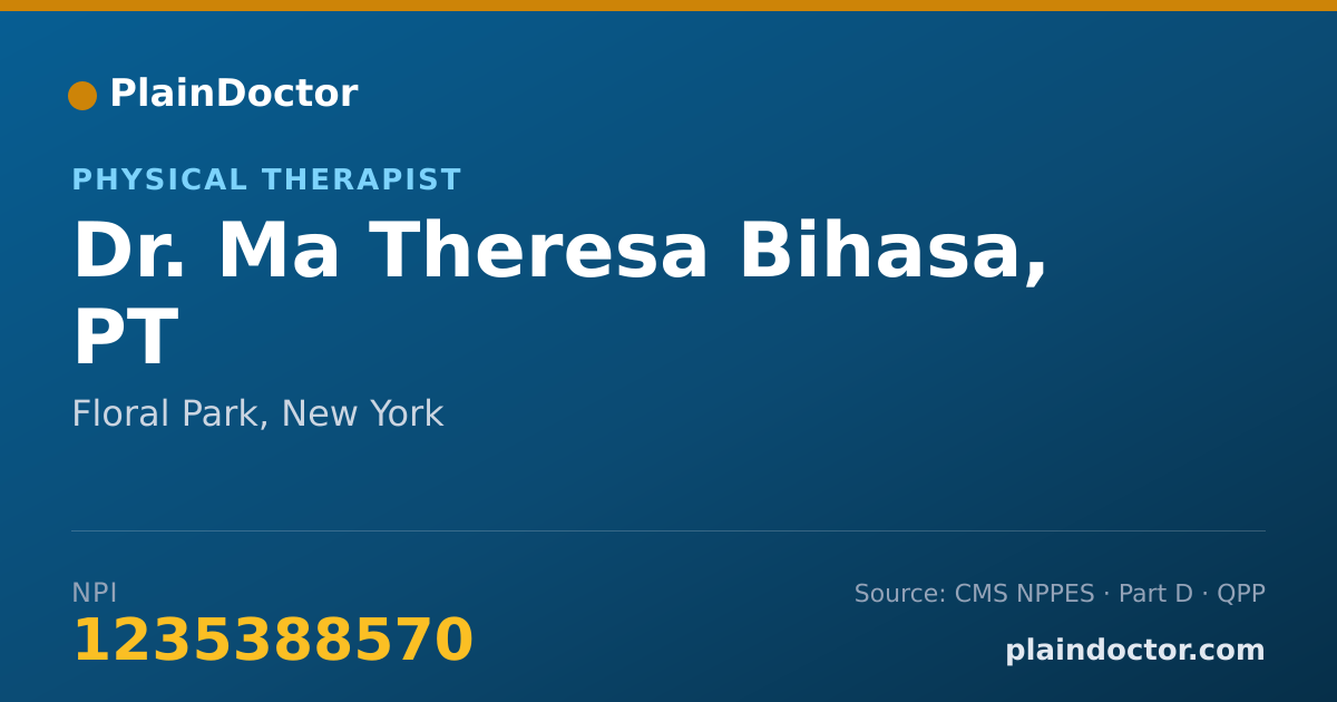 Shareable card for Ma Theresa Bihasa, PT - Physical Therapist, Floral Park, NY