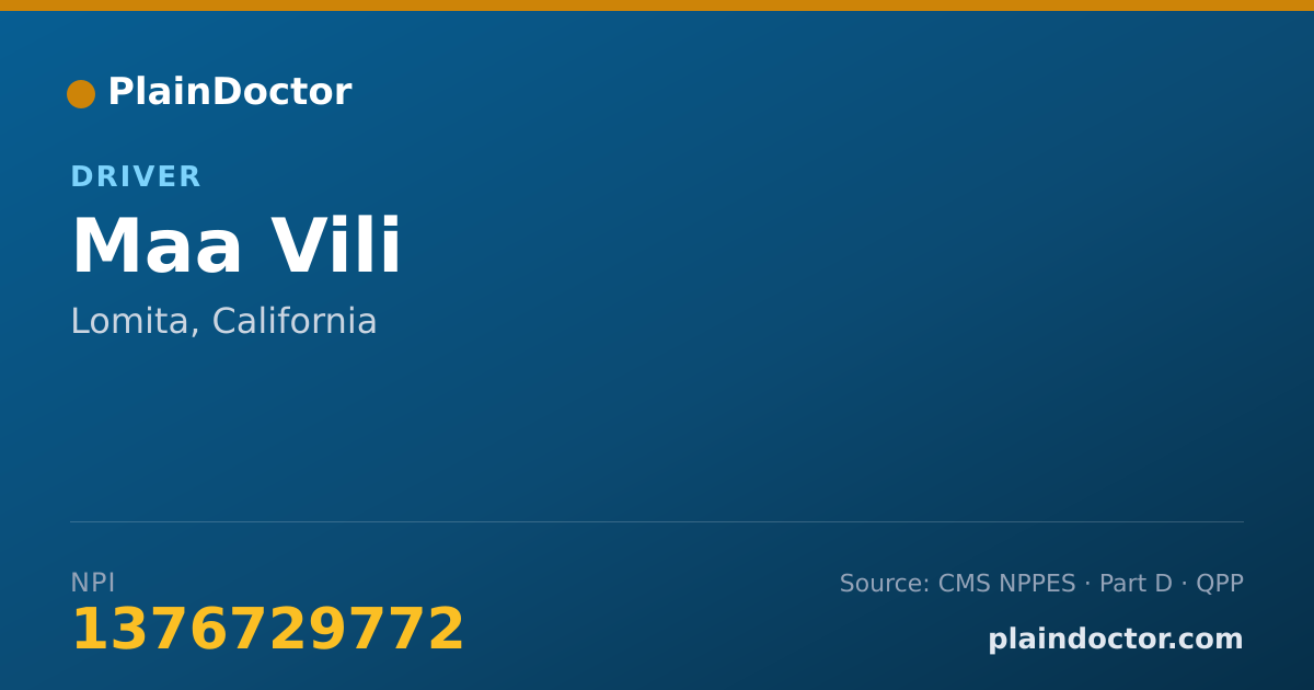 Shareable card for Maa Vili - Driver, Lomita, CA