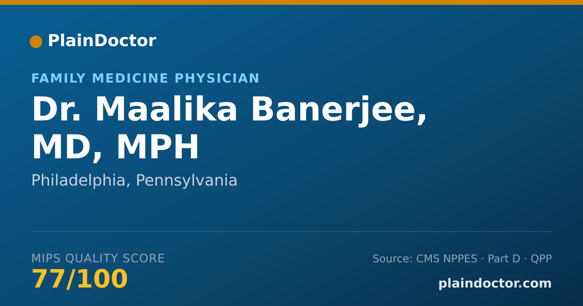 Shareable card for Maalika Banerjee, MD, MPH - Family Medicine Physician, Philadelphia, PA