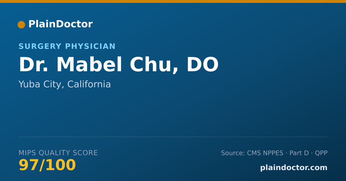 Shareable card for Mabel Chu, DO - Surgery Physician, Yuba City, CA