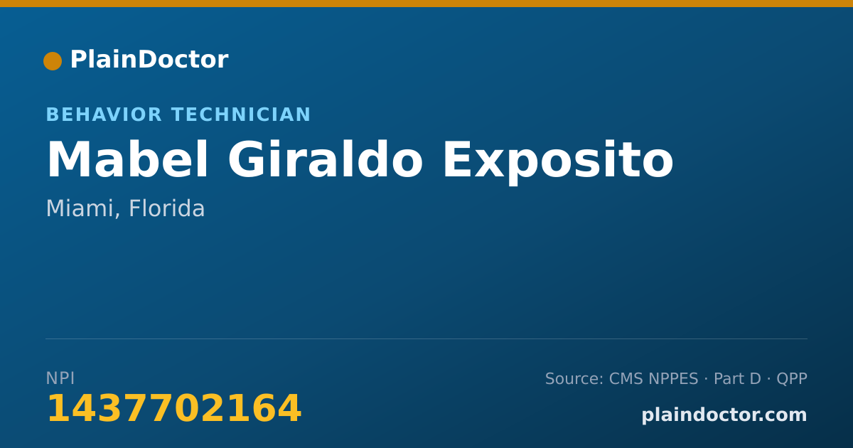 Shareable card for Mabel Giraldo Exposito - Behavior Technician, Miami, FL