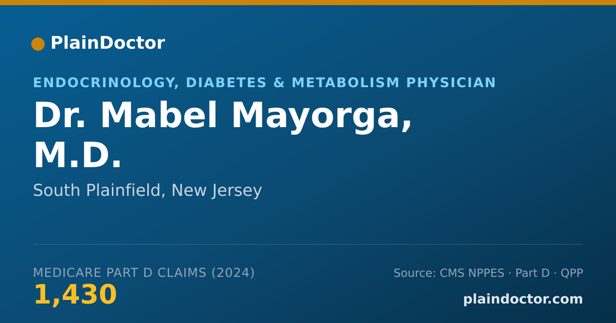 Shareable card for Mabel Mayorga, M.D. - Endocrinology, Diabetes & Metabolism Physician, South Plainfield, NJ