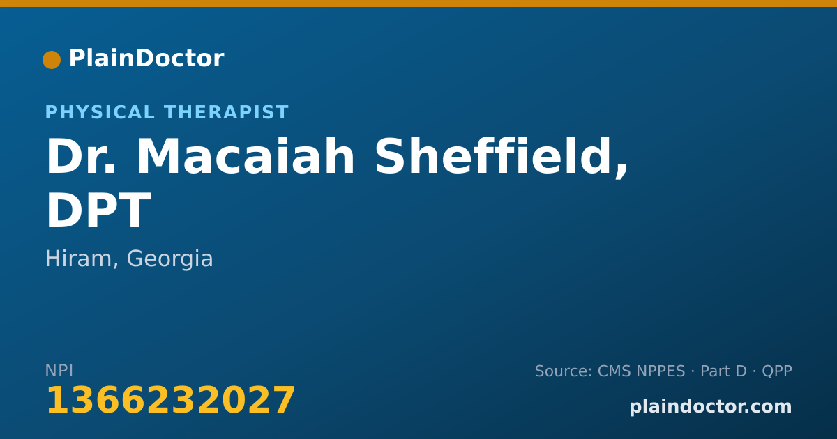 Shareable card for Macaiah Sheffield, DPT - Physical Therapist, Hiram, GA