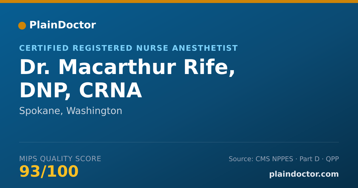 Shareable card for Macarthur Rife, DNP, CRNA - Certified Registered Nurse Anesthetist, Spokane, WA