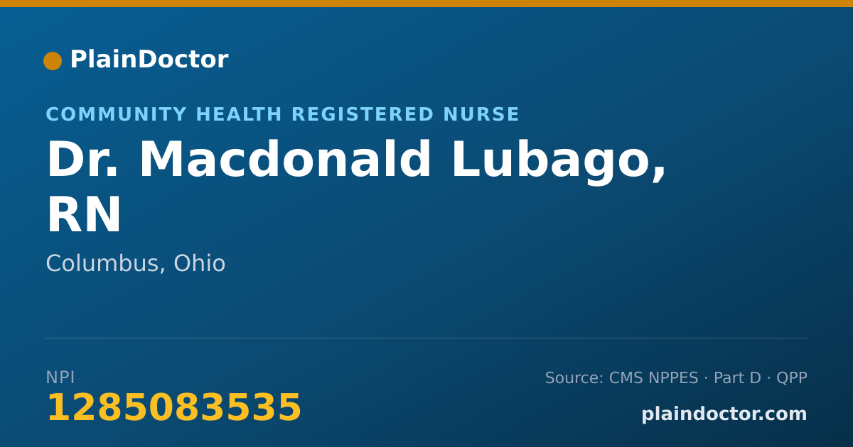Shareable card for Macdonald Lubago, RN - Community Health Registered Nurse, Columbus, OH