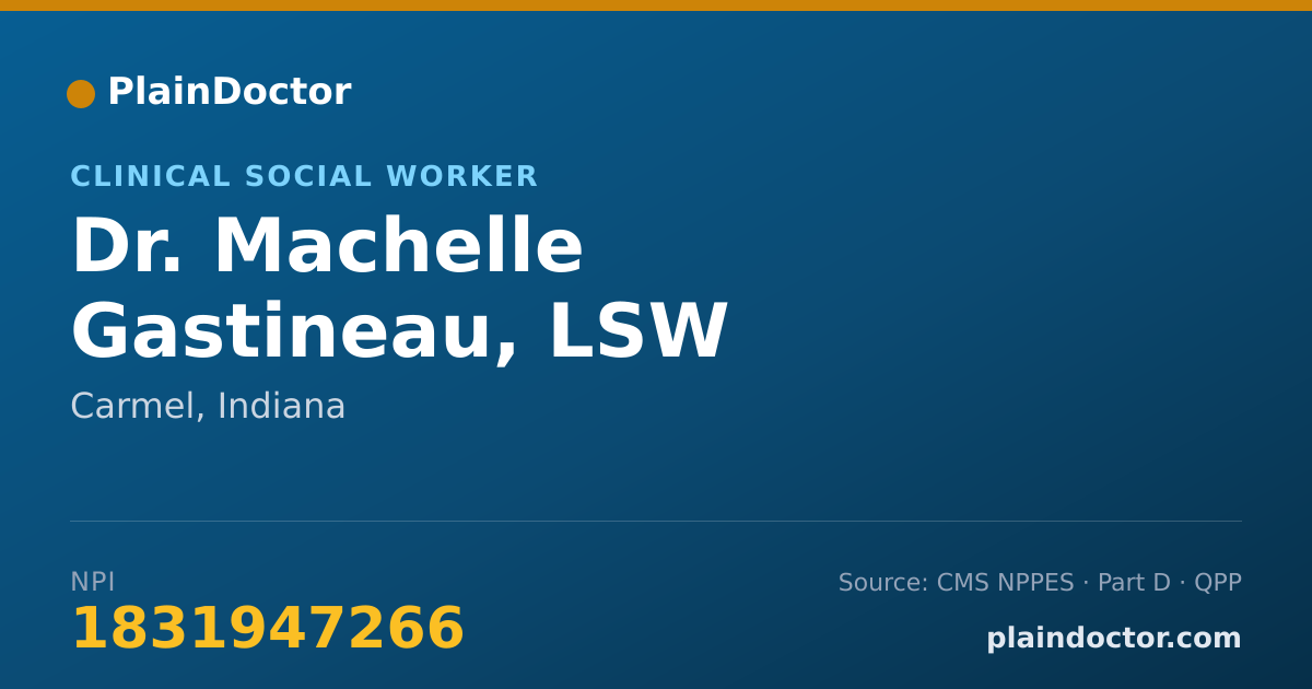 Shareable card for Machelle Gastineau, LSW - Clinical Social Worker, Carmel, IN