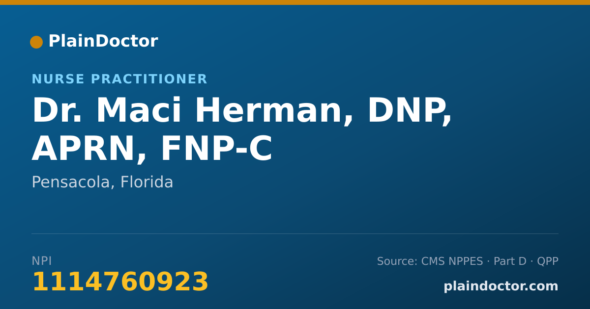 Shareable card for Maci Herman, DNP, APRN, FNP-C - Nurse Practitioner, Pensacola, FL
