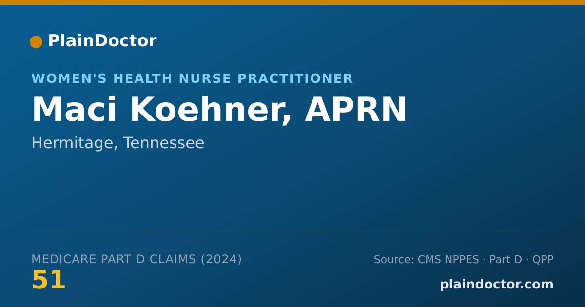 Shareable card for Maci Koehner, APRN - Women's Health Nurse Practitioner, Hermitage, TN