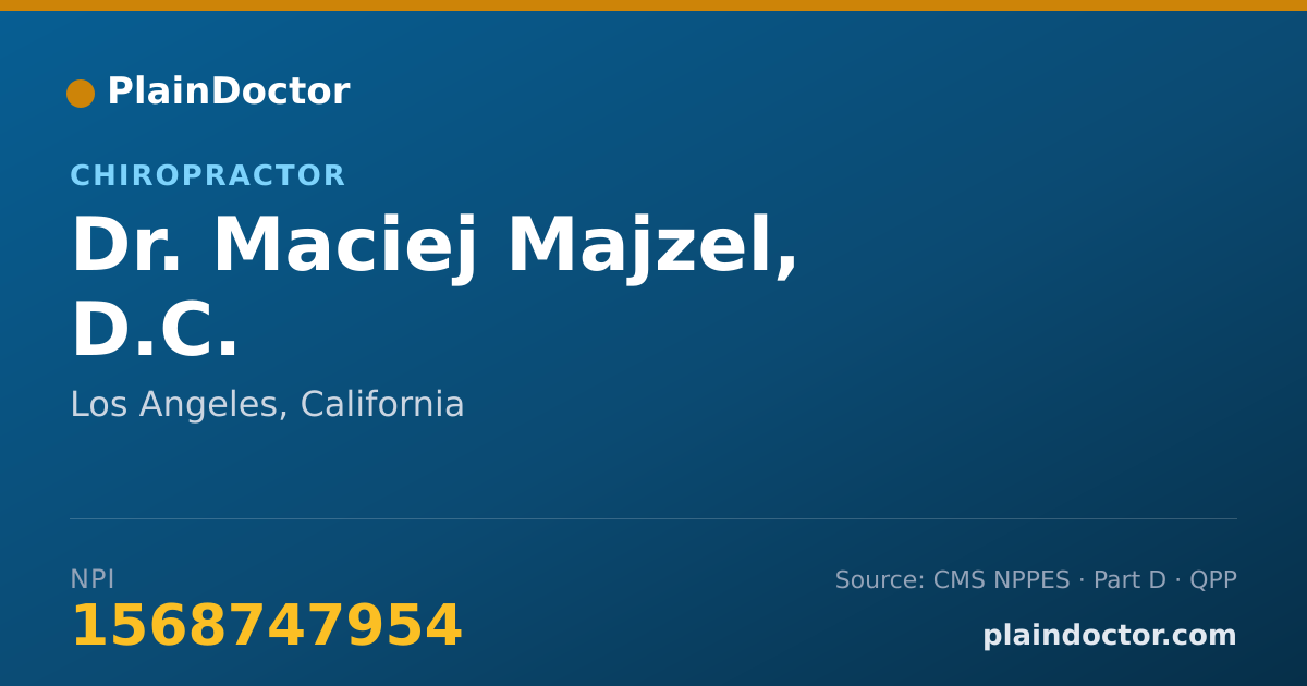 Shareable card for Maciej Majzel, D.C. - Chiropractor, Los Angeles, CA