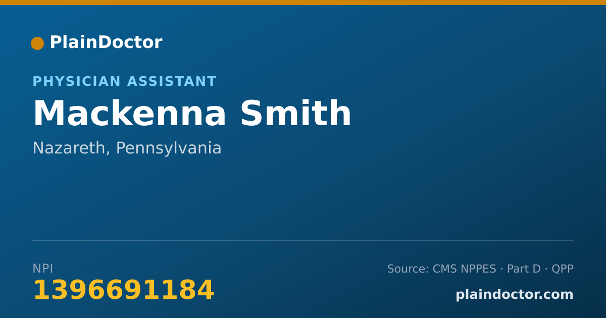 Shareable card for Mackenna Smith - Physician Assistant, Nazareth, PA