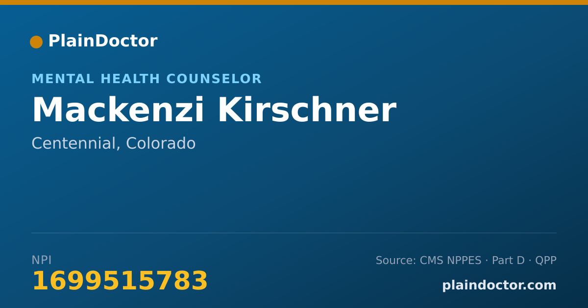 Shareable card for Mackenzi Kirschner - Mental Health Counselor, Centennial, CO