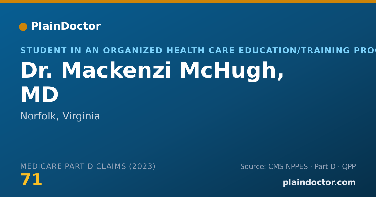 Shareable card for Mackenzi McHugh, MD - Student in an Organized Health Care Education/Training Program, Norfolk, VA