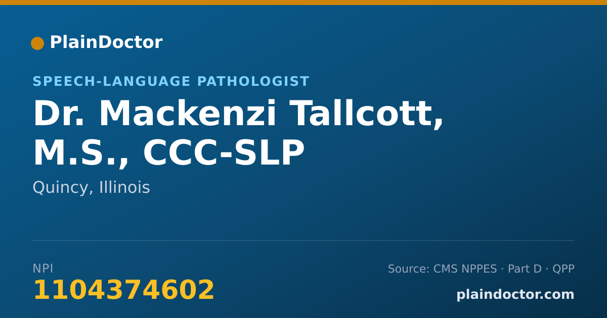 Shareable card for Mackenzi Tallcott, M.S., CCC-SLP - Speech-Language Pathologist, Quincy, IL