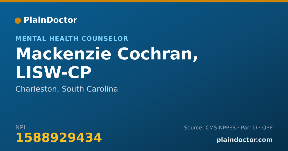 Shareable card for Mackenzie Cochran, LISW-CP - Mental Health Counselor, Charleston, SC