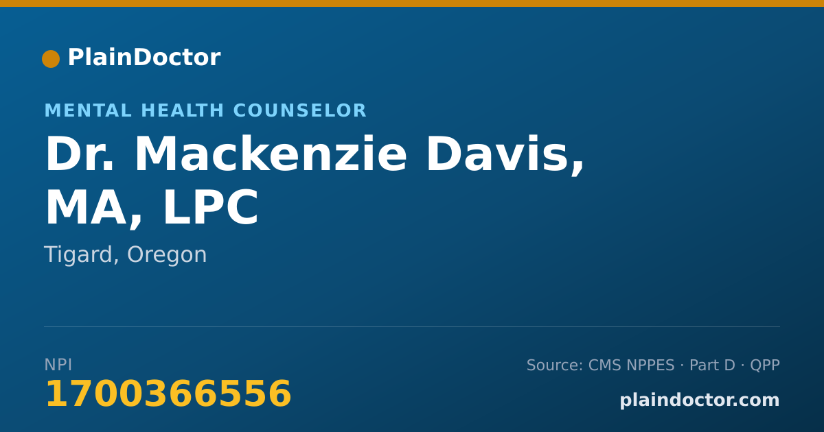 Shareable card for Mackenzie Davis, MA, LPC - Mental Health Counselor, Tigard, OR