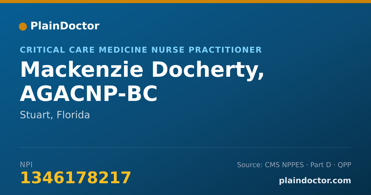 Shareable card for Mackenzie Docherty, AGACNP-BC - Critical Care Medicine Nurse Practitioner, Stuart, FL
