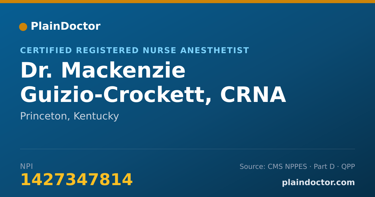 Shareable card for Mackenzie Guizio-Crockett, CRNA - Certified Registered Nurse Anesthetist, Princeton, KY