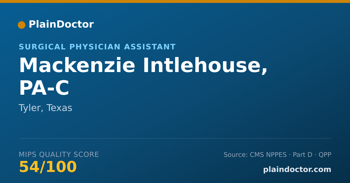 Shareable card for Mackenzie Intlehouse, PA-C - Surgical Physician Assistant, Tyler, TX