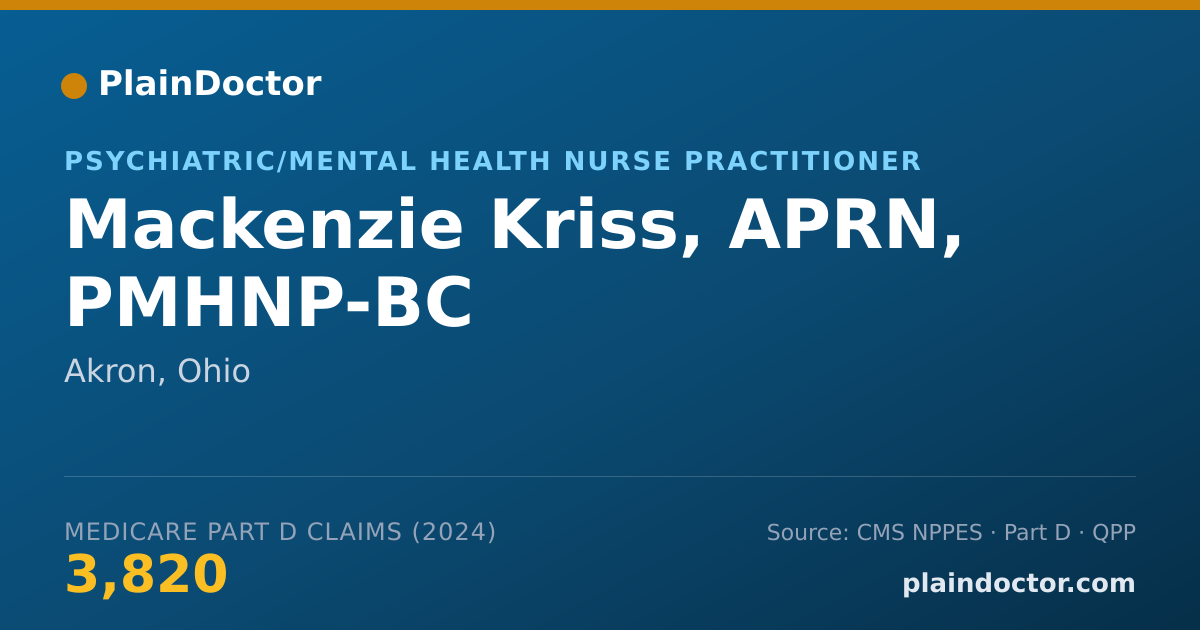 Shareable card for Mackenzie Kriss, APRN, PMHNP-BC - Psychiatric/Mental Health Nurse Practitioner, Akron, OH
