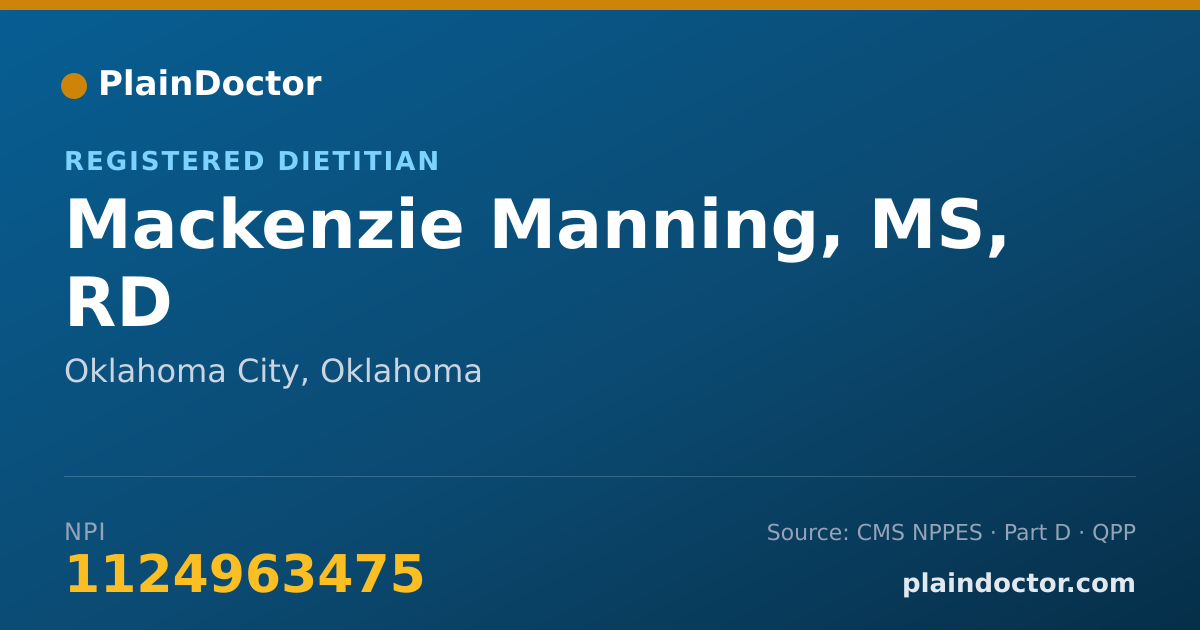 Shareable card for Mackenzie Manning, MS, RD - Registered Dietitian, Oklahoma City, OK