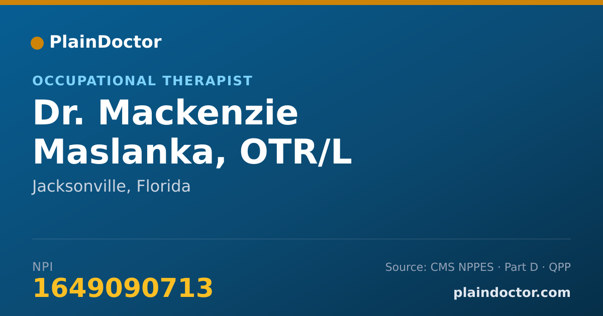 Shareable card for Mackenzie Maslanka, OTR/L - Occupational Therapist, Jacksonville, FL