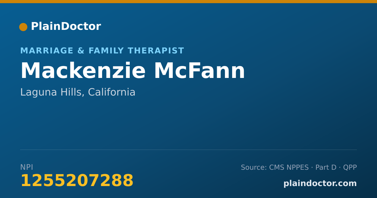 Shareable card for Mackenzie McFann - Marriage & Family Therapist, Laguna Hills, CA