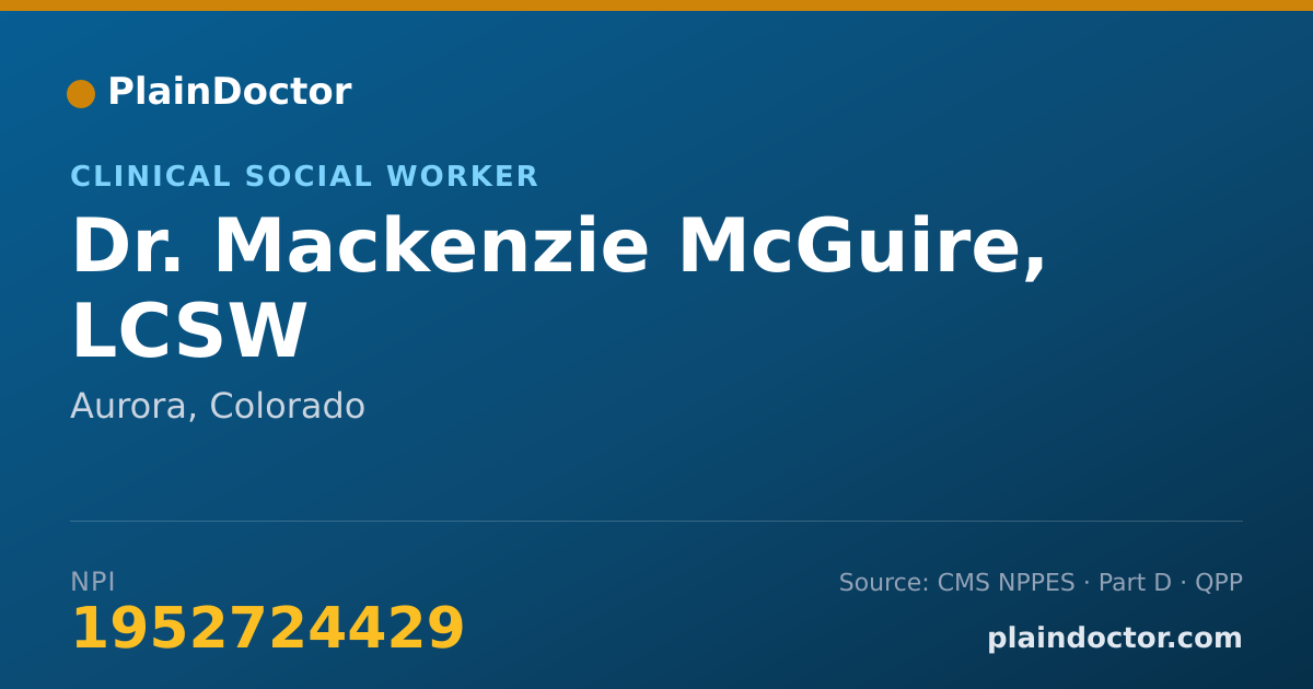 Shareable card for Mackenzie McGuire, LCSW - Clinical Social Worker, Aurora, CO