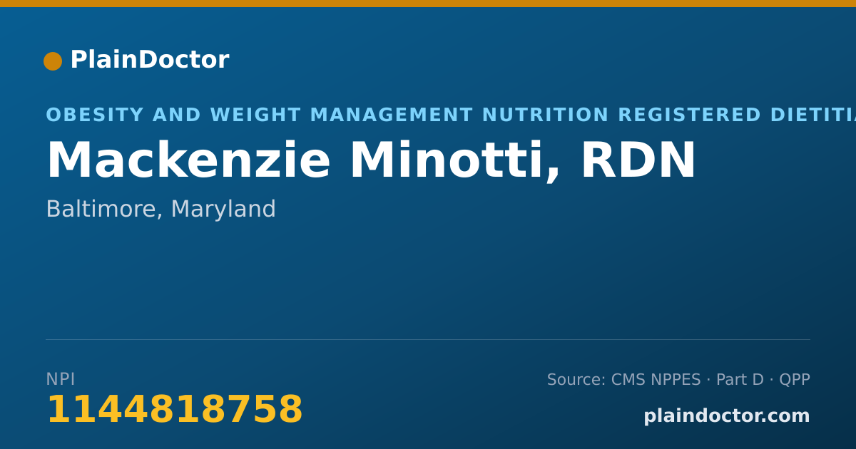 Shareable card for Mackenzie Minotti, RDN - Obesity and Weight Management Nutrition Registered Dietitian, Baltimore, MD