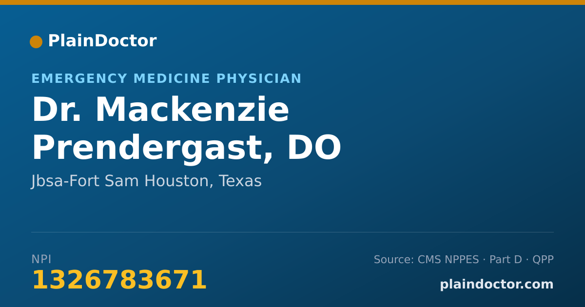 Shareable card for Mackenzie Prendergast, DO - Emergency Medicine Physician, Jbsa-Fort Sam Houston, TX