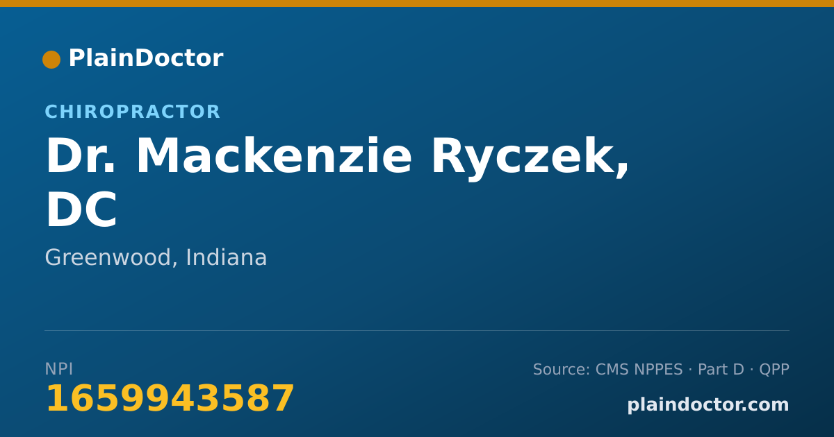 Shareable card for Mackenzie Ryczek, DC - Chiropractor, Greenwood, IN