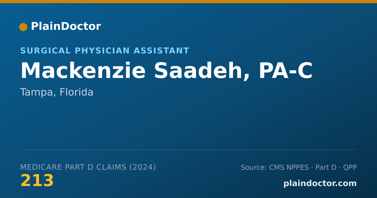 Shareable card for Mackenzie Saadeh, PA-C - Physician Assistant, Tampa, FL