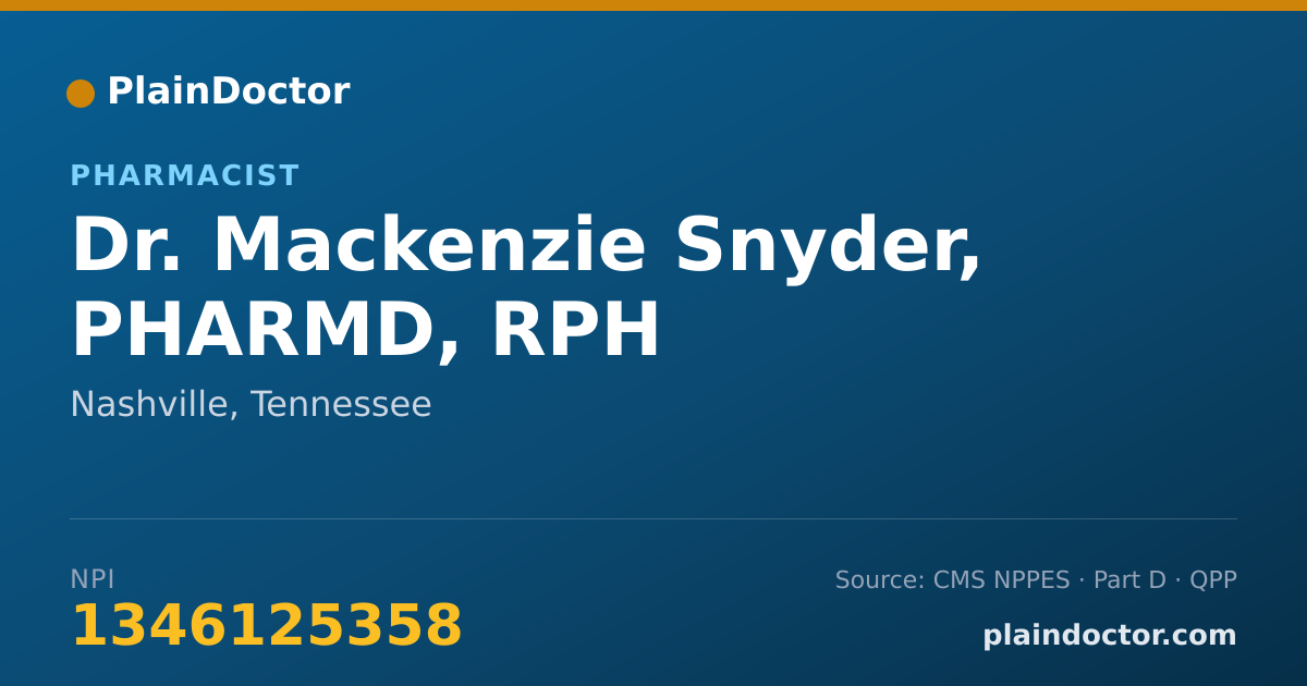 Shareable card for Mackenzie Snyder, PHARMD, RPH - Pharmacist, Nashville, TN